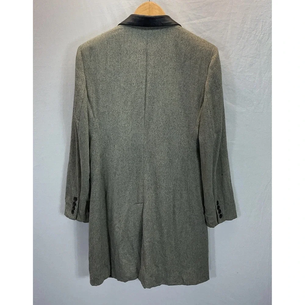 Ralph Lauren wmn‎ Size 6 Gray Brown Equestrian Riding Jacket Wool Leather Trim